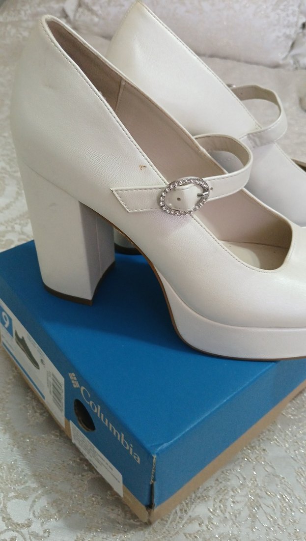 Beyaz Platform Topuklu Kadın Abiye Ayakkabı - Görsel 2