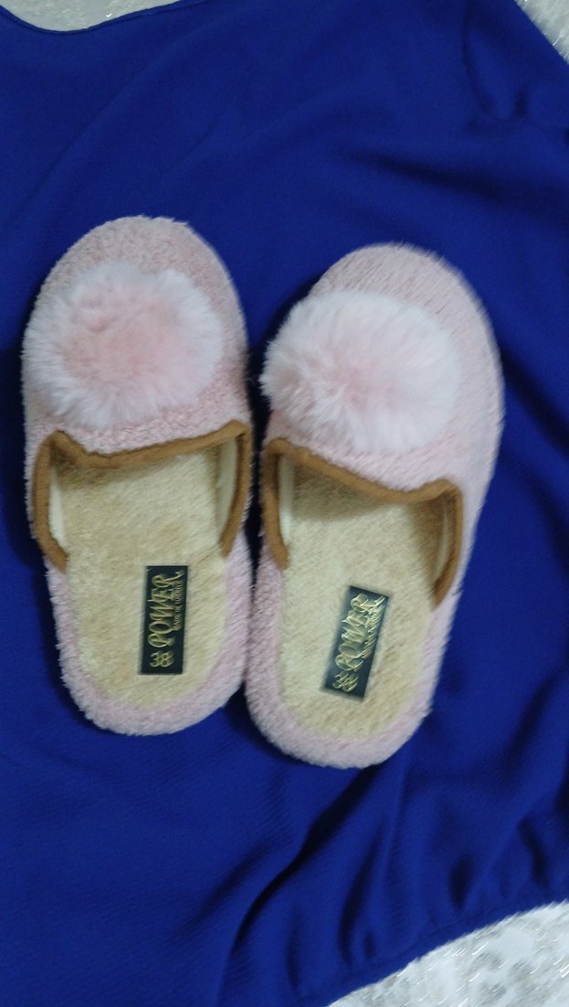 Pembe Kürklü Kadın Ev Terliği ister günlük ister ceyizlik - Görsel 2