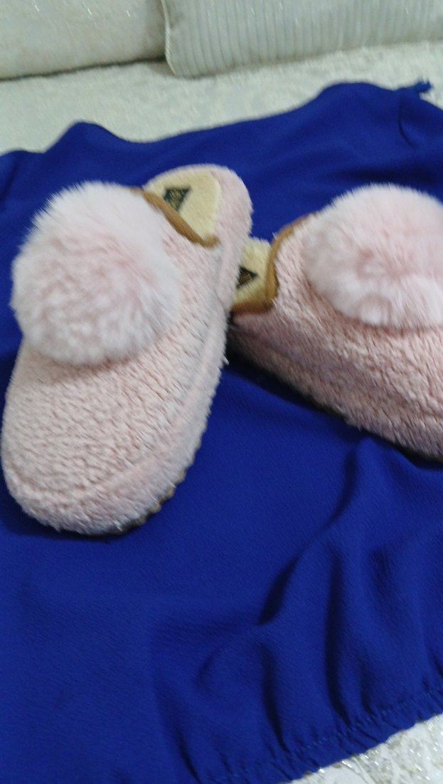 Pembe Kürklü Kadın Ev Terliği ister günlük ister ceyizlik - Görsel 3