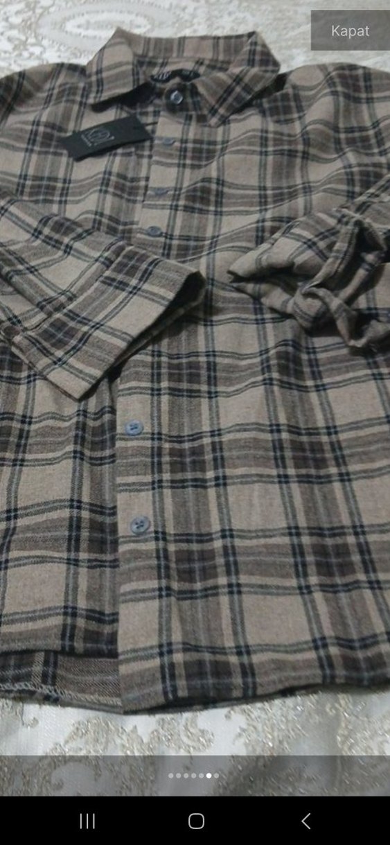 Bayan kareli Street Wear Gömlek - Görsel 4