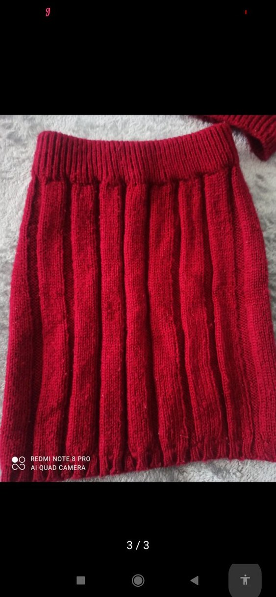 Nakışlı Kırmızı Bohem Çocuk Bere ve Etek - Görsel 3