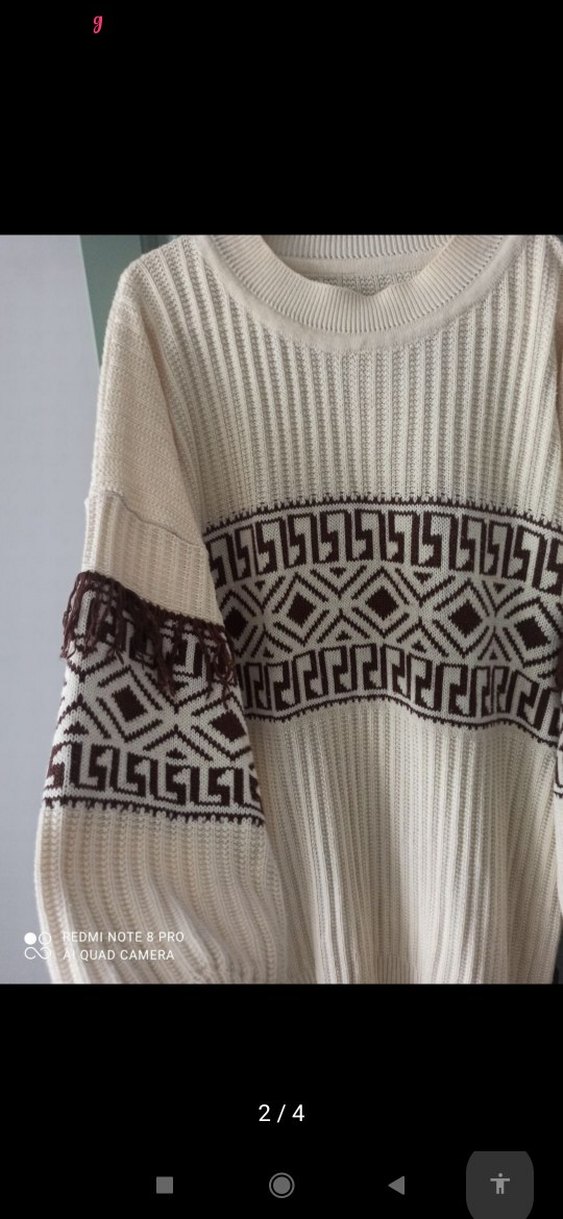 Nakışlı Bohem Kadın Triko Kazak - Görsel 2