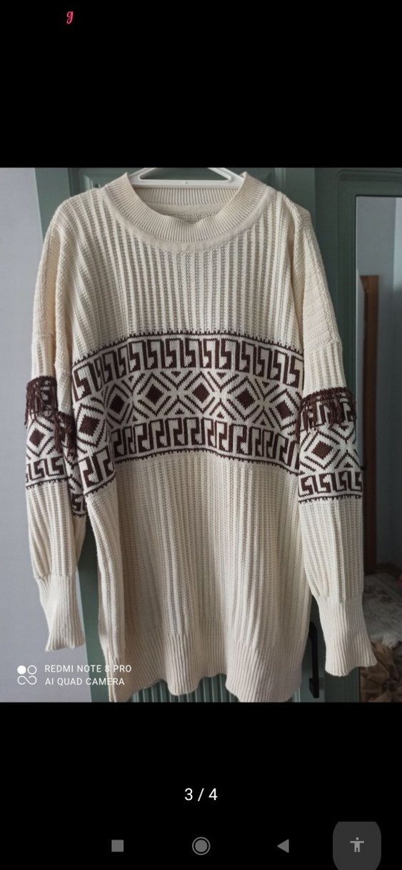 Nakışlı Bohem Kadın Triko Kazak - Görsel 3