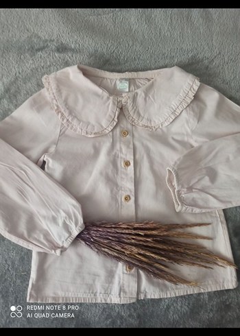 Kız Çocuk Bej Keten Düğmeli Gömlek - Görsel 2