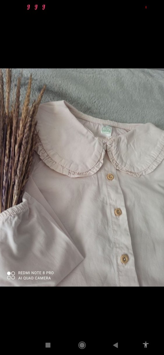 Kız Çocuk Bej Keten Düğmeli Gömlek - Görsel 4