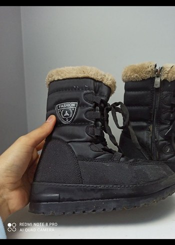 unisex Çocuk Siyah Kürklü Kauçuk Bot - Görsel 2