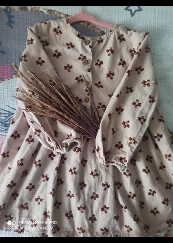 Bej Bohem Uzun Kollu Kız Elbisesi - Görsel 4