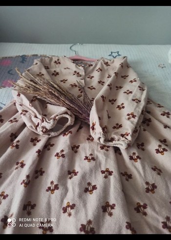 Bej Bohem Uzun Kollu Kız Elbisesi - Görsel 2