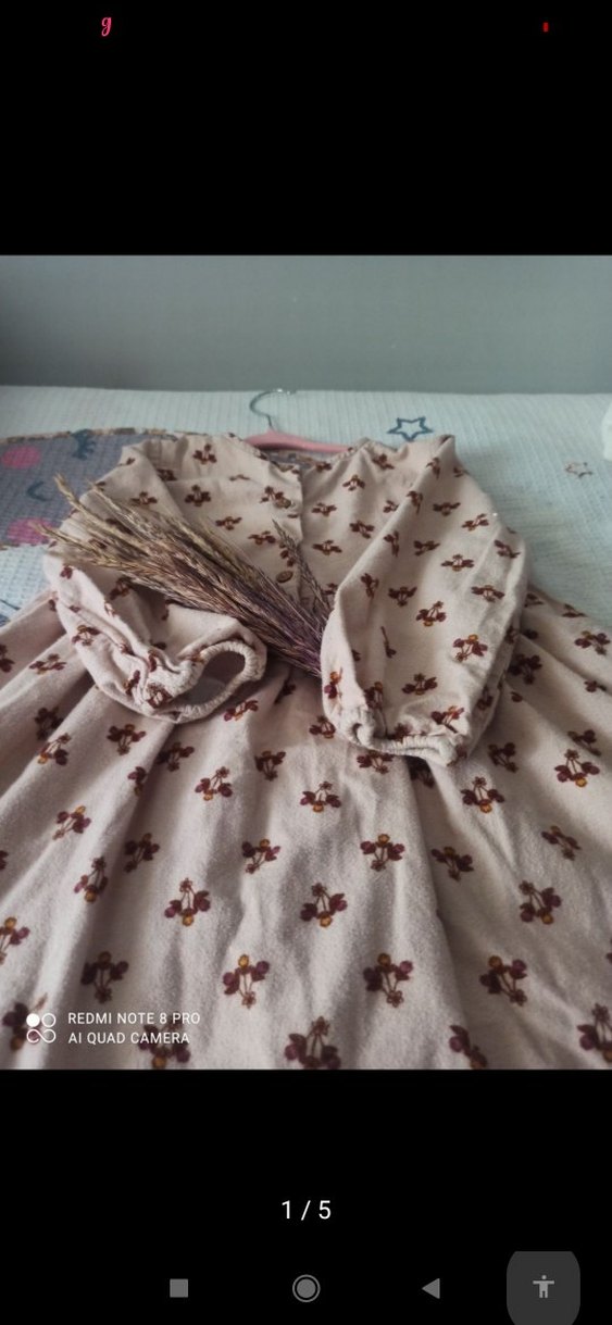 Bej Bohem Uzun Kollu Kız Elbisesi - Görsel 2