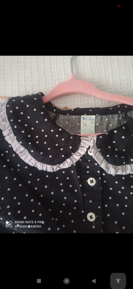 Düğmeli Bohem Siyah Kız Elbisesi - Görsel 5