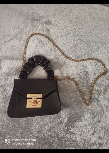 Siyah Krokodil Desenli Deri Kadın Çanta - Görsel 2