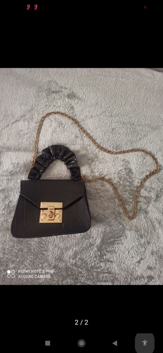 Siyah Krokodil Desenli Deri Kadın Çanta - Görsel 2