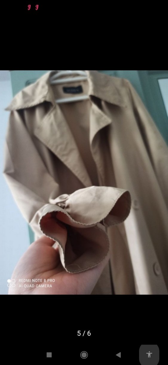 Bej Düğmeli Uzun Kadın Trençkot - Görsel 4