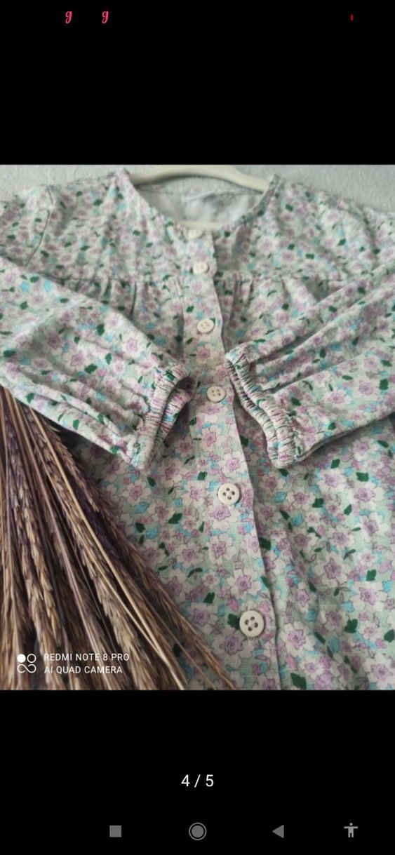 Kız Çocuk Gri Pamuklu Uzun Kollu Gömlek - Görsel 4