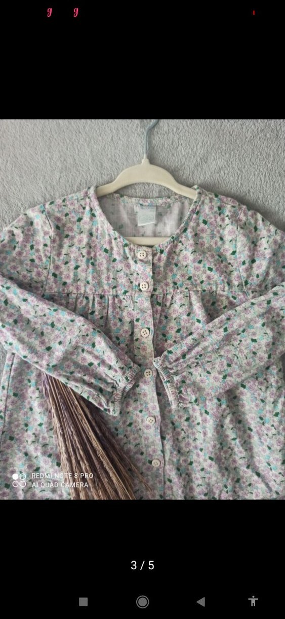 Kız Çocuk Gri Pamuklu Uzun Kollu Gömlek - Görsel 3