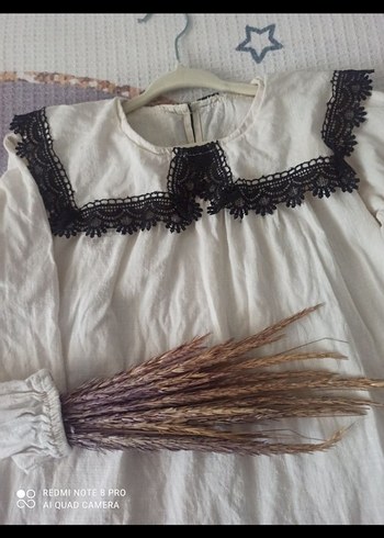 Kızlar için Bohem Nakışlı Keten Bluz - Görsel 4