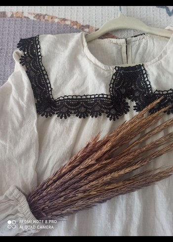 Kızlar için Bohem Nakışlı Keten Bluz - Görsel 3