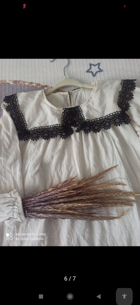 Kızlar için Bohem Nakışlı Keten Bluz - Görsel 4