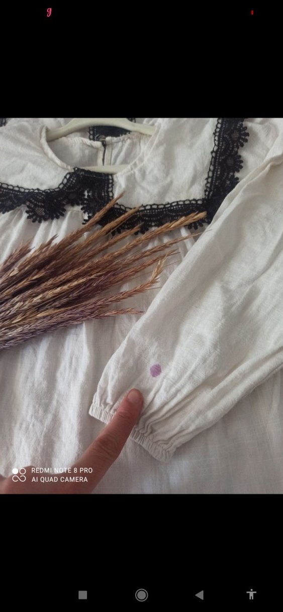 Kızlar için Bohem Nakışlı Keten Bluz - Görsel 5