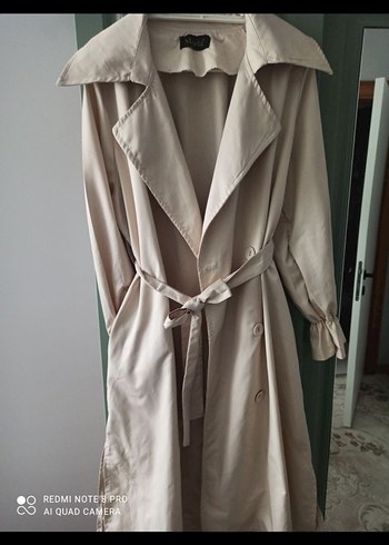 Bej Uzun Kadın Trençkot - Görsel 3