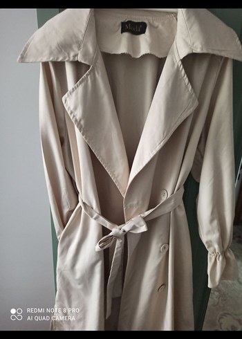 Bej Uzun Kadın Trençkot - Görsel 2