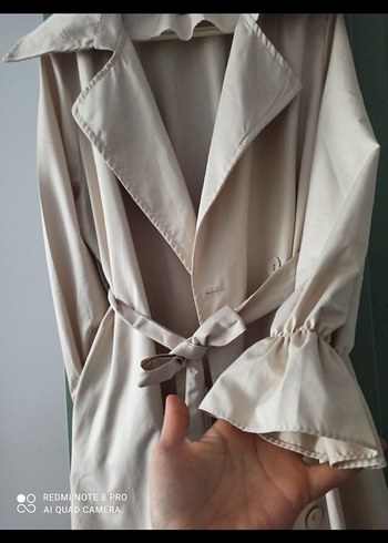 Bej Uzun Kadın Trençkot - Görsel 4