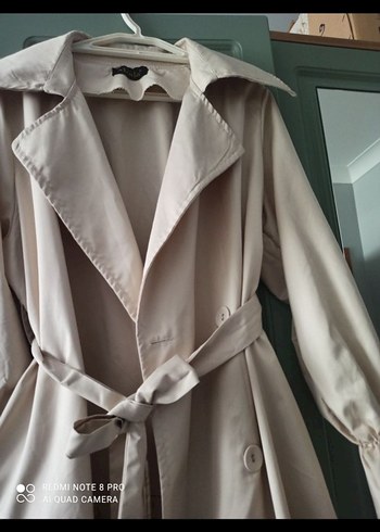 Bej Uzun Kadın Trençkot - Görsel 6