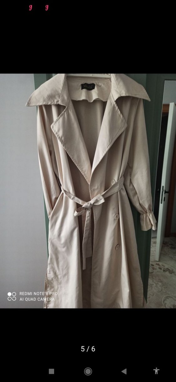 Bej Uzun Kadın Trençkot - Görsel 3