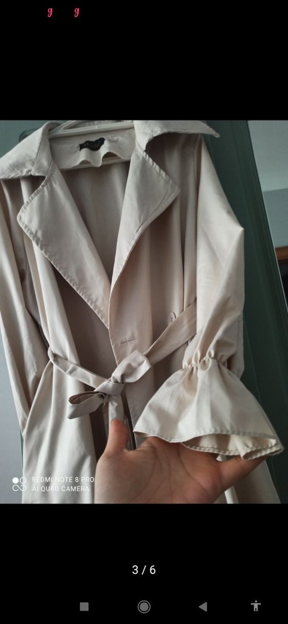 Bej Uzun Kadın Trençkot - Görsel 5