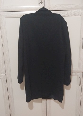 Düğmeli Siyah Erkek uzun Kaban - Görsel 2