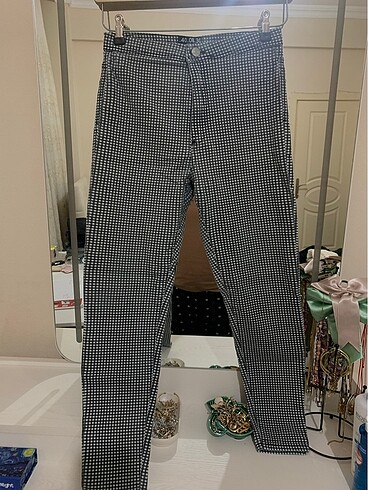 Ekoseli Klasik Bershka Skinny Pantolon