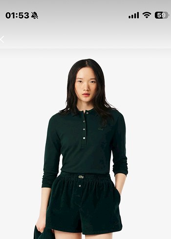 Lacoste Kadın Yeşil Uzun Kollu Polo Tişört - Görsel 3