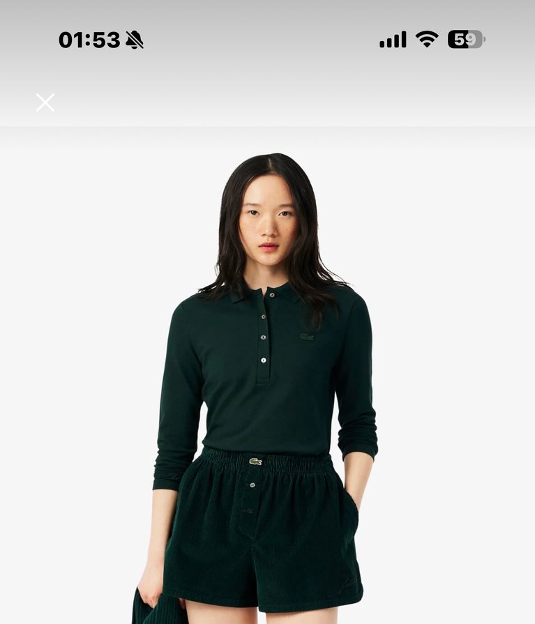Lacoste Kadın Yeşil Uzun Kollu Polo Tişört - Görsel 3