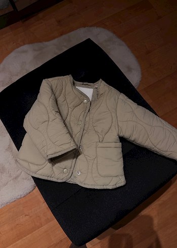 Düğmeli haki bebek Midi Ceket - Görsel 2