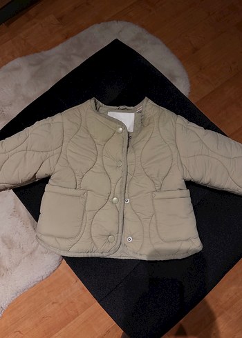 Düğmeli haki bebek Midi Ceket - Görsel 3