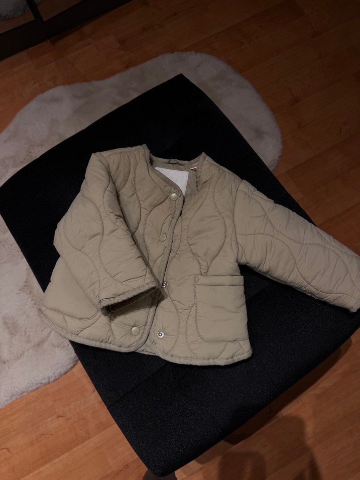 Düğmeli haki bebek Midi Ceket - Görsel 2