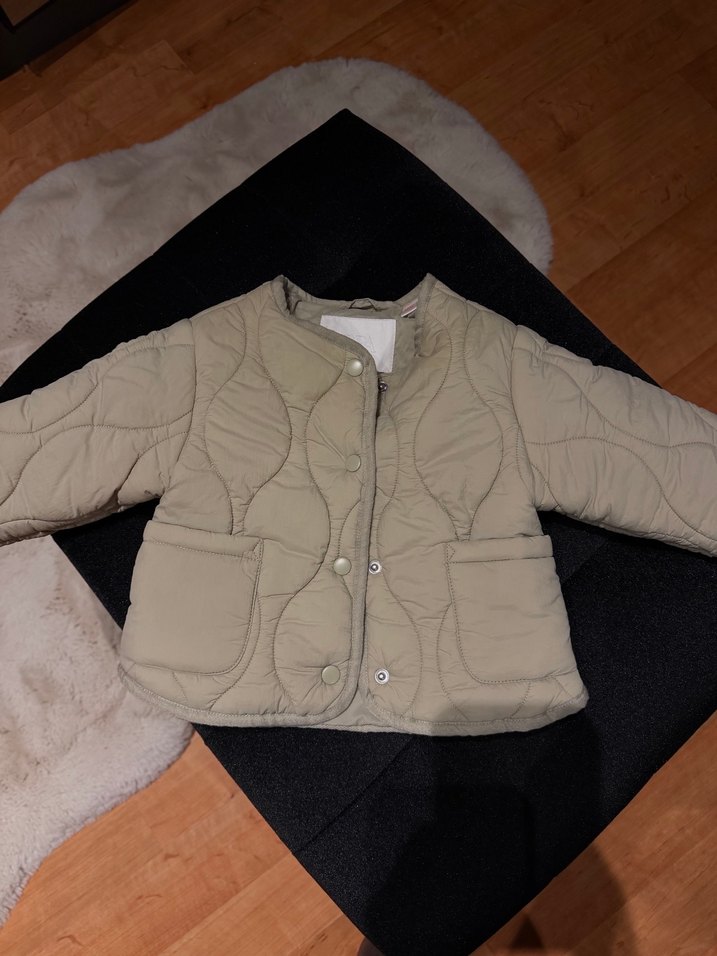 Düğmeli haki bebek Midi Ceket - Görsel 3