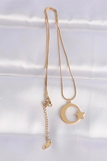 Diğer Çelik zincir gold renk Ay yıldız Unisex Kolye