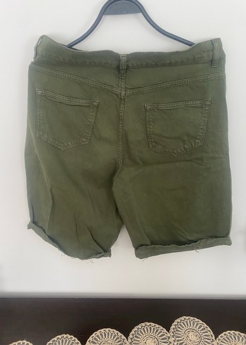 Kemerli Haki Erkek Keten Şort - Görsel 3