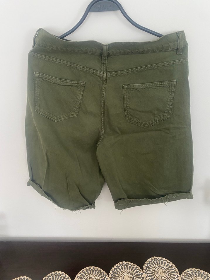Kemerli Haki Erkek Keten Şort - Görsel 3