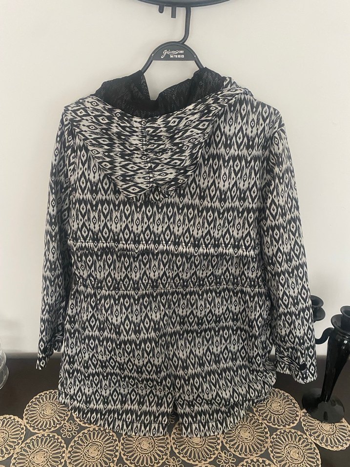 Kürk Detaylı Desenli Bohem Hamile Kabanı - Görsel 2