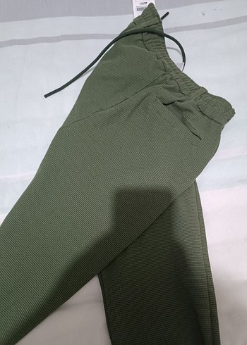 Kadın Haki Keten Bol Kesim Pantolon - Görsel 2