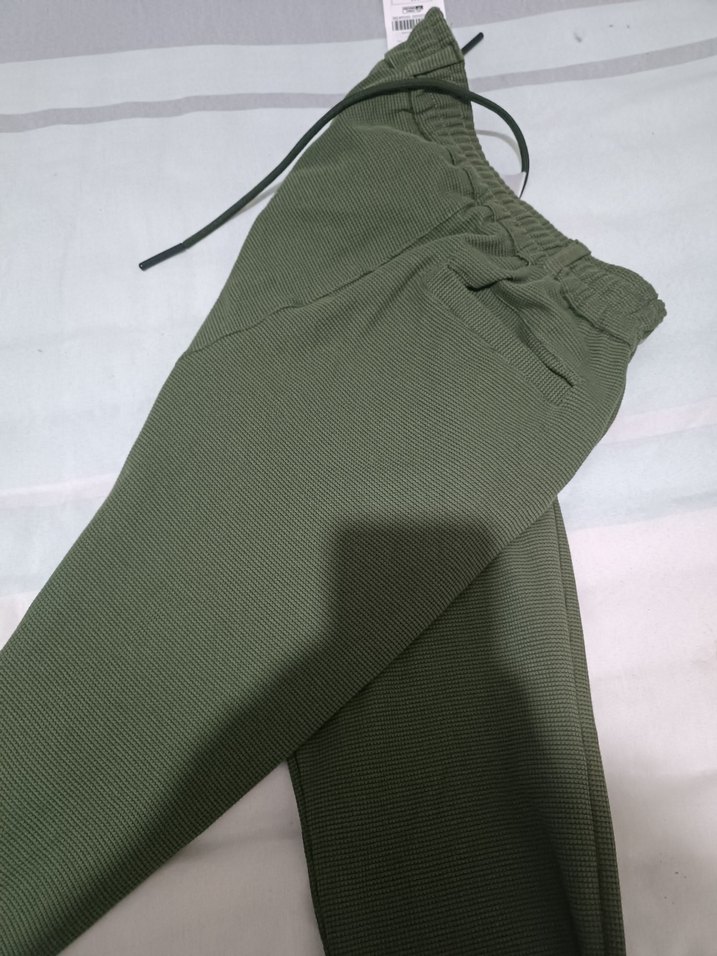 Kadın Haki Keten Bol Kesim Pantolon - Görsel 2