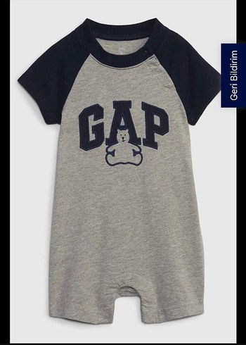 GAP Erkek Bebek Gri Kısa Kollu Tulum