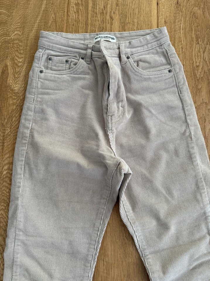 Fitilli kadife dar kesim pantolon - Görsel 2