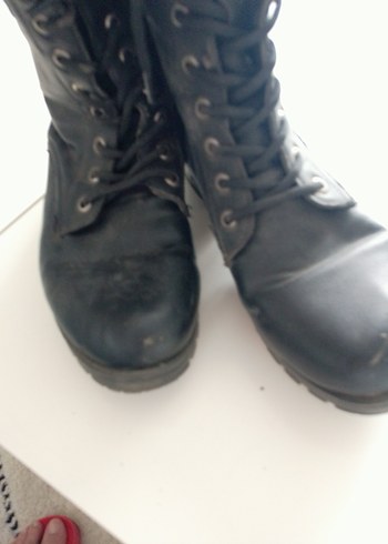 38 Beden siyah Renk Siyah Deri Gotik Stiletto Topuklu Bot