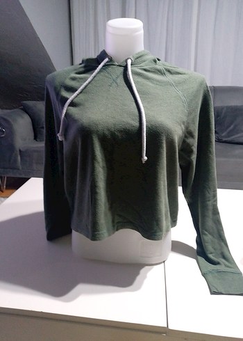 Gri Kapüşonlu Kadın Sweatshirt