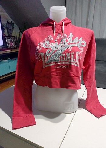 Renkli Baskılı Kısa Kesim Kadın Sweatshirt