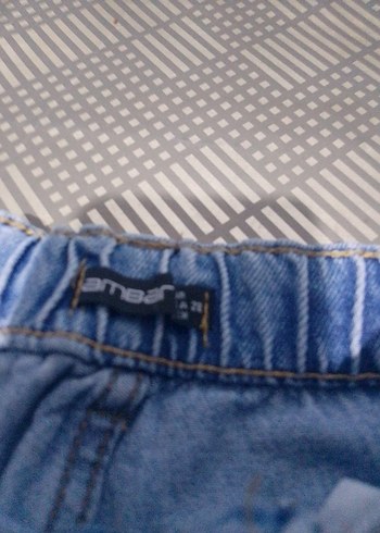 Gri Mavi Kadın Kot Şort Mini Rahat Kesim - Görsel 5