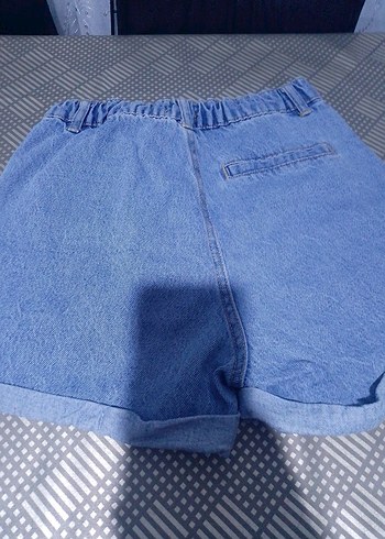 Gri Mavi Kadın Kot Şort Mini Rahat Kesim - Görsel 4